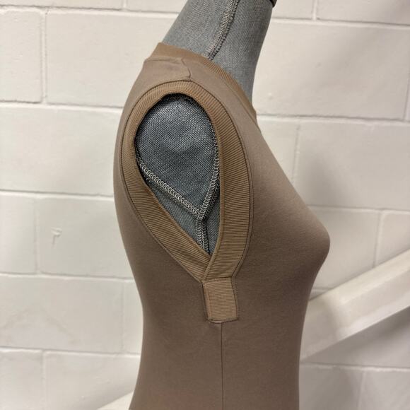 Rowan Ellis Contour Tank Sleeveless Slit Cotton Midi Dress in Stone Beige S NWT - Picture 7 of 11